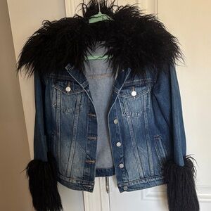 1. State Blue Denim Jacket with Black Faux Fur